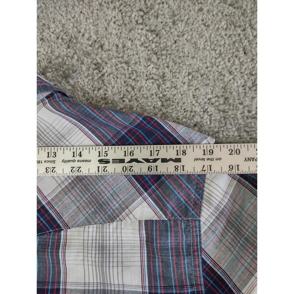 Levi's Western Pearl Snap Shirt Men‎ Large Modern Plaid Gray Red Blue Western - Picture 7 of 10